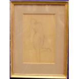 M.B. "NUDE STUDY", pencil on paper, signed lower right with initials, 19.5" x 14.5" approx frame