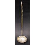 AN EARLY 19TH CENTURY ENGLISH SILVER LADLE, with twisted ‘Baleen’/bone handle, tipped with silver,