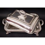 A GOOD PLATED SILVER TABLE TOP SERVING DISH/WARMER, with lid, H&H ES stamp beneath