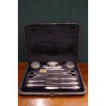 A CASED VANITY SET, Silver, London mark, date letter 'f' for 1901-02, Sterling standard silver,