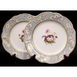 A PAIR OF ROCKINGHAM PLATES, with floral design
