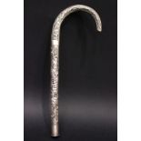 A 19TH CENTURY CHINESE EXPORT SILVER PARASOL HANDLE, with character mark and initials KW