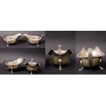 A PAIR OF SILVER SAUCE BOATS, date letter 'G' for 1949-50, 925 sterling silver, maker's mark E.V