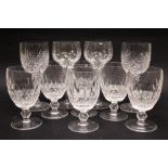 A SELECTION OF GLASSWARE; includes; (2) Champagne coups, (1) tall wine glasses, (6) wine glasses -