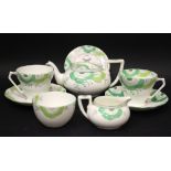 A TEA SET FOR TWO, "FENTON" VINTAGE BONE CHINA, "SYMPONY" DESIGN, (2) cups, (2) saucers, (1)