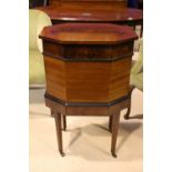 A REGENCY STYLE, MAHOGANY FORMER WINE COOLER, octagonal in shape, now a work table