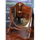 A FINE EDWARDIAN TABLE TOP SWING MIRROR, with a shield shaped mirror
