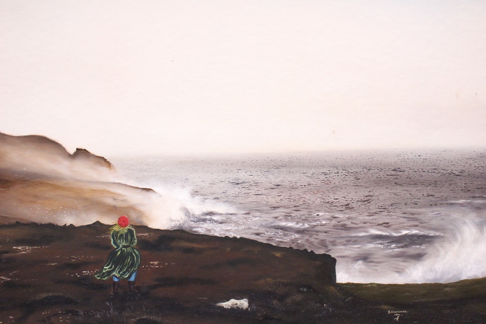 D. CHECHEVICH, "A FIGURE LOOKING OUT TO SEA", oil on board, signed lower right and dated 1984