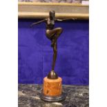 AN ART DECO STYLE DANCER ON A MARBLE BASE