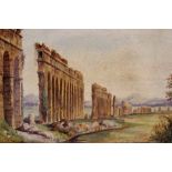 DOMENICO AMICI, "VIADUCT RUINS", watercolour on paper, signed DomCo Amici lower left, 17"x15" approx