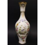 A 19TH CENTURY FRENCH OPALINE VASE, circa 1860, with images of a bird in a landscape on one side