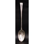 A FINE MID 18TH CENTURY IRISH SILVER BASTING SPOON, with curved tip, date letter of 'H' for 1754-56,