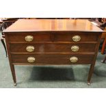 AN EDWARDIAN STYLE CHEST OF DRAWERS, 2 over 2 drawers, each with ebonised string inlaid detail