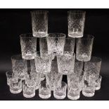 A SELECTION OF GLASSWARE, includes; (8) "Tudor", English shot glasses, some water glasses &