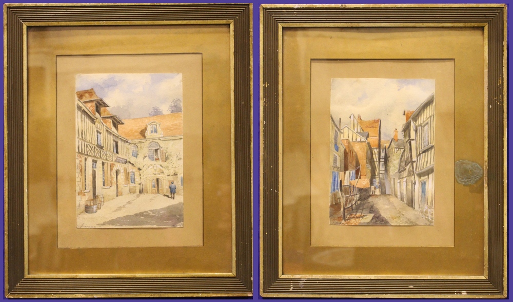 A PAIR OF FRAMED WATERCOLOURS, signed lower right with initials A.C.H, and with the location lower