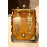 EARLY 20TH CENTURY COAL BOX, mahogany & brass mounted, with shovel and decorative carrying handle