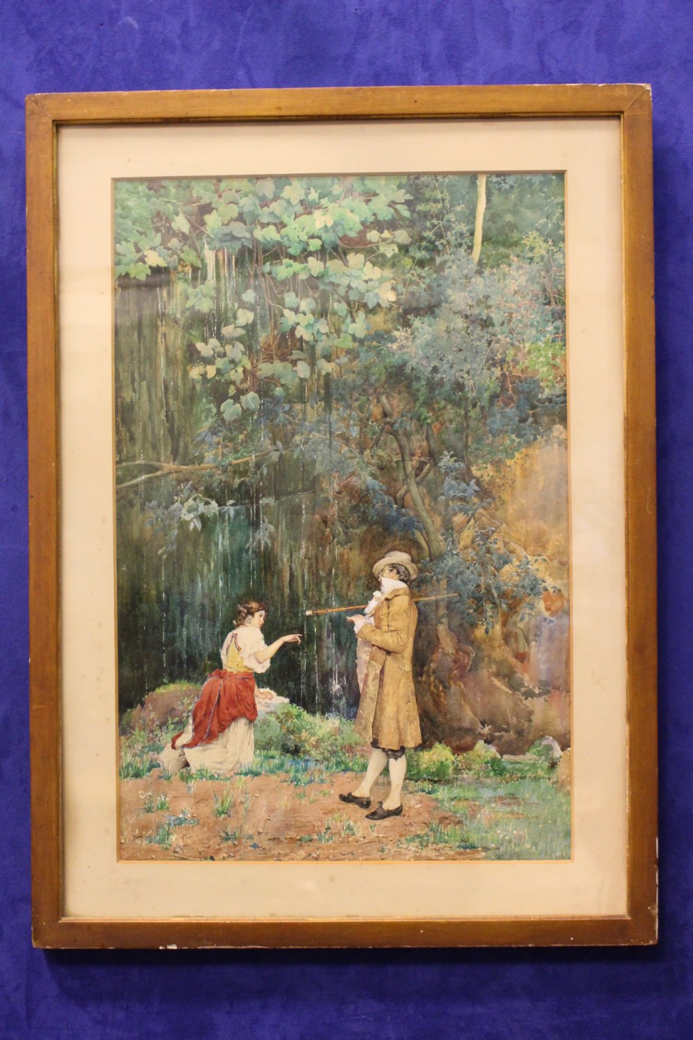 AGUSTO CORELLI, "FORREST GLADE MEETING", watercolour on paper, signed lower right, label verso of "