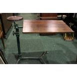 J. FOOT & SONS ADJUSTABLE READING TABLE, with additional lamp table, cast iron frame, terminating