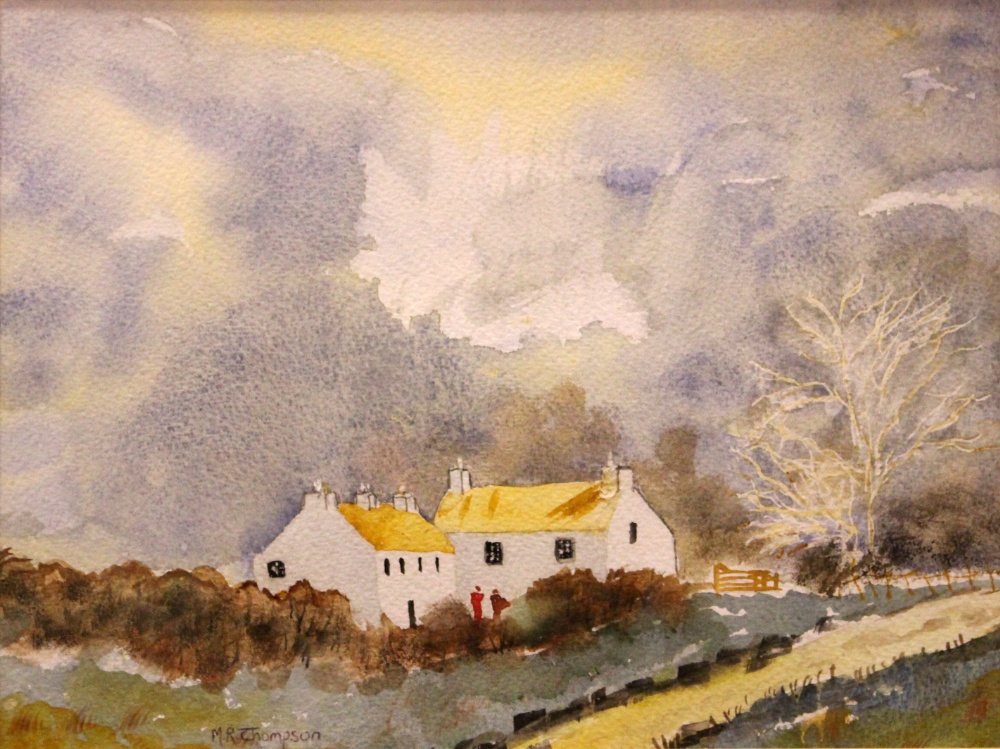 RITA THOMPSON, "WHITE FARM GLENCAR", watercolour on paper, signed lower left, M.R. Thompson, - Image 4 of 4