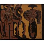 PICASSO, "PICADOR AND MATADOR", LINO CUT, Mounted on acid free paper, from an original 1959