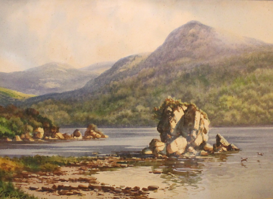 GEORGE TREVOR, "COLLEEN BAWN, KILLARNEY", watercolour on paper, signed lower left, inscribed verso