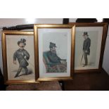 Two Spy prints depicting gentlemen, 'George Fox' and 'Mount', dated 1878 and 1881, together with