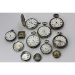 A collection of silver cased pocket and wrist watches