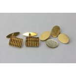 A pair of 18ct gold oval cufflinks; and a pair of Chinese gold abacus cufflinks 21.3g
