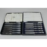 A cased set of six George VI silver handled dessert knives, maker Atkin Brothers, Sheffield, 1937,