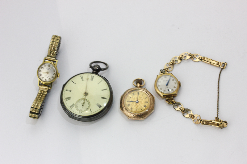 A 9ct gold Zodiac watch on a rolled gold bracelet, a 9ct gold Rotary watch on rolled gold