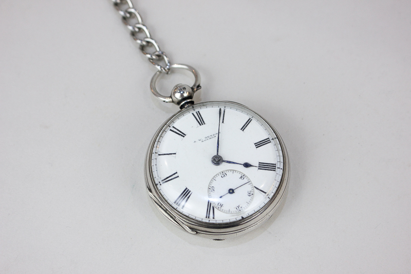 A Victorian silver pocket watch by J W Benson, with key-wind mechanism, the back engraved and signed - Bild 2 aus 2