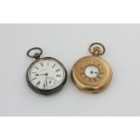 A rolled gold Waltham half hunter pocket watch, and a silver open face pocket watch by Kendal and