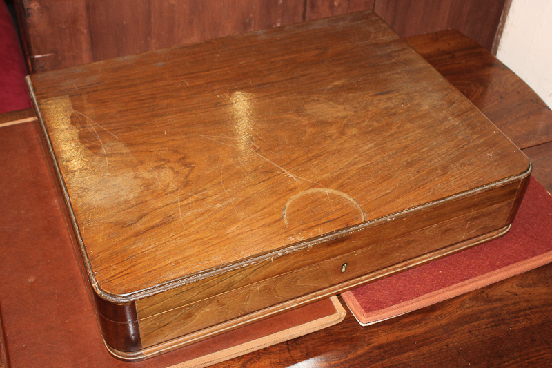 A part canteen of silver plated cutlery, Old English pattern with rattail bowls, in walnut case - Image 2 of 2