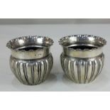 A pair of Victorian silver vases, maker Vale Brothers & Sermon, Chester, 1900, with scalloped rim