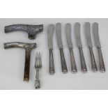 A set of six George V silver handled dessert knives, maker John Biggin, Sheffield, 1926, together