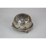 A Victorian silver desk bell with pierced dome cover (a/f - missing button), maker Deakin and