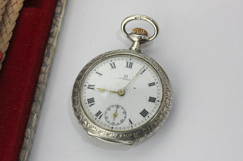 A gilt and steel wristwatch by Favre Leuba, circa 1935, a lady's silver Omega fob watch - Bild 3 aus 3