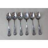 A set of six Victorian silver Kings pattern teaspoons with engraved initials, maker David Hodge,