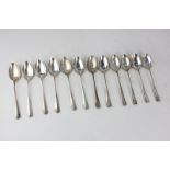 A set of twelve George VI silver Old English pattern teaspoons, with rat tail bowls, maker Joseph