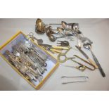 A large collection of silver plated Continental and other metal cutlery and flatware, to include a