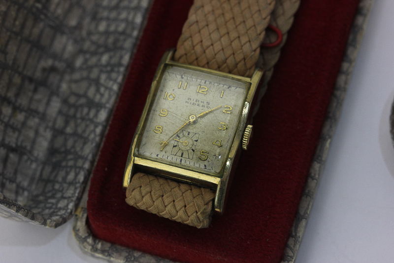 A gilt and steel wristwatch by Favre Leuba, circa 1935, a lady's silver Omega fob watch - Bild 2 aus 3