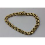 An 18ct gold flat curb link bracelet with box and tongue clasp 20g