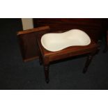 A Georgian oak cased baby bath with white porcelain liner, on turned legs, 50.5cm