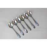 A set of six George VI silver coffee spoons with chevron pattern terminals, maker Viners Ltd.