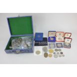 A collection of pre 1920 silver coinage, eight various commemorative crowns and a group of mixed