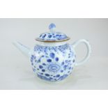 A Chinese porcelain bachelor's blue and white teapot with floral design