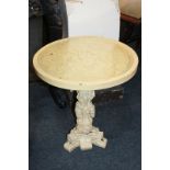 A Chinese composition 'faux ivory' occasional table with circular glass top enclosing a relief of