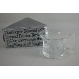 A Dartington Glass limited edition 162/1000 tankard to commemorate the first King of England,