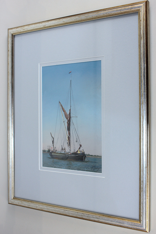 A H Davy (20th century), sailing boat beneath blue skies, 'Marine 3', gouache, signed, paper label