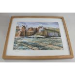 Terry Roberts, coastal village view, Robin Hood's Bay, North Yorkshire, watercolour, signed, the